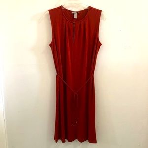 H&M Red Sleeveless Keyhole Tie Belt Dress